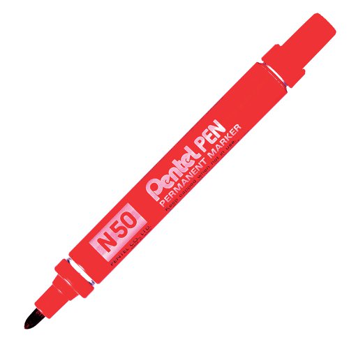 Pentel N50 Permanent Bullet Marker Broad Red (Pack of 12) N50-B | Pentel Co