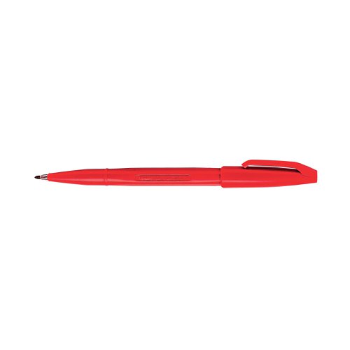 This fibre tip Pentel Sign Pen features non-permanent water based ink and writes a fine 2.0mm line width. Perfect for graphics and illustrations the environmentally friendly pen is made from 83% recycled materials excluding the ink. This pack contains 12 red pens.