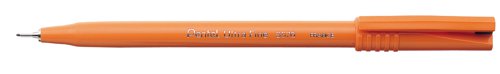 This Pentel Ultra Fine pen features a durable plastic tip with a strong metal support ideal for stencilling and detailed work. The fineliner also features water based ink encased in a distinctive orange barrel. The 0.6mm tip writes a 0.3mm line width. This pack contains 12 black pens.