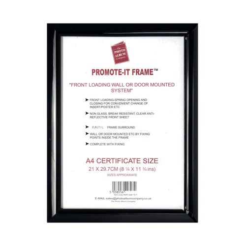 Hampton Frames Promote It Frame A4 Black PAPFA4B-Black