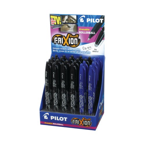 Pilot Frixion Erasable Rollerball Pen 24-Piece Display Black/Blue (Pack of 24) 224502400