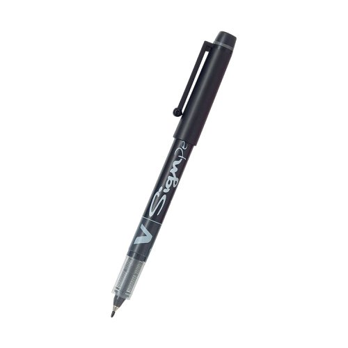 The Pilot V-Sign is the ideal pen for precise, smooth writing, with a strong polyacetal tip for a 0.6mm line width, allowing precise handwriting and sharp, straight lines. The barrel includes a window to easily monitor the ink level. The pen also features an ink controller mechanism to prevent leakages. This pack contains 12 black pens.