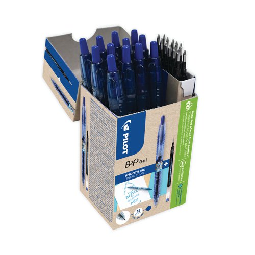 Pilot B2P GreenPack Gel Ink Rollerball Pen/Refill 10 Pens+10 Refills Blue (Pack of 20) WLT556206