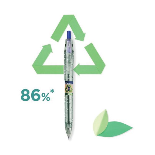 Pilot B2P Ecoball GreenPack Ballpoint Pen/Refill 10 Pens+10 Refills Blu (Pack of 20) 3131910586579