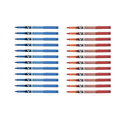 Pilot V5 Hi-Tecpoint Rollerball Buy 12 Blu Pens Get 12 V5 Red Pens FOC