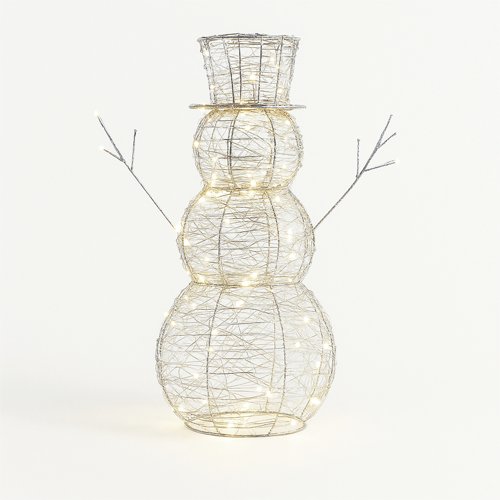 LED Outdoor Metal Light Up Snowman 600mm Silver/Warm White XH10087 - PIA88434