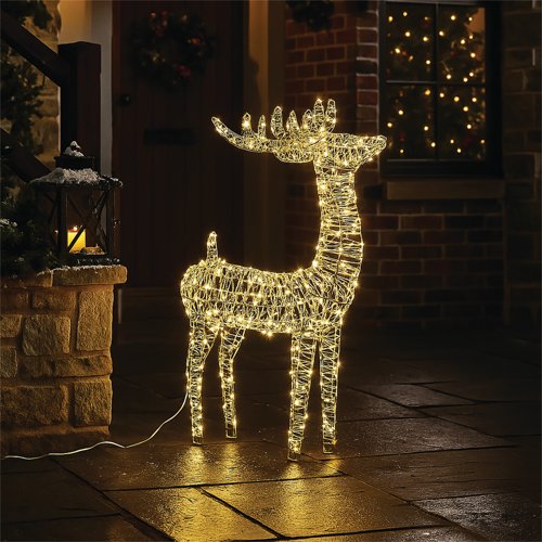 LED Outdoor Light Up Deer 780mm Silver/Warm White XH10093