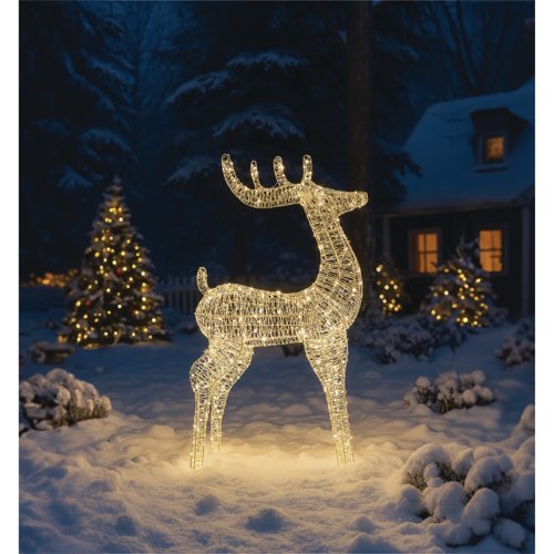 LED Outdoor Metal Light Up Deer 1180mm Silver/Warm White XH10094