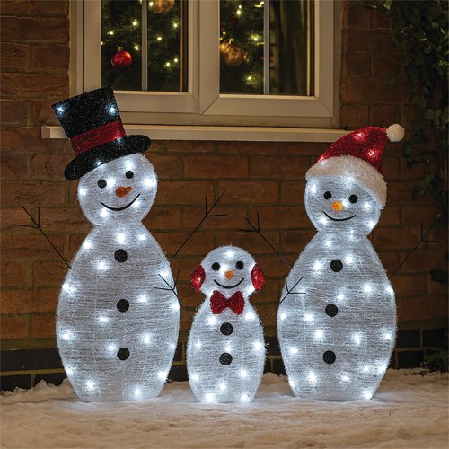 LED Outdoor Light Up Snowman Warm White Pack of 3 XH10096