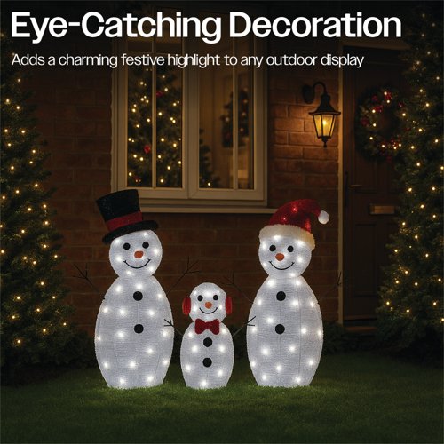LED Outdoor Light Up Snowman Warm White Pack of 3 XH10096 - PIA88545