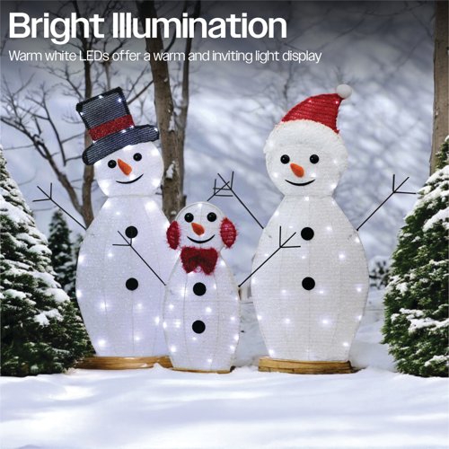 LED Outdoor Light Up Snowman Warm White Pack of 3 XH10096 - PIA88545