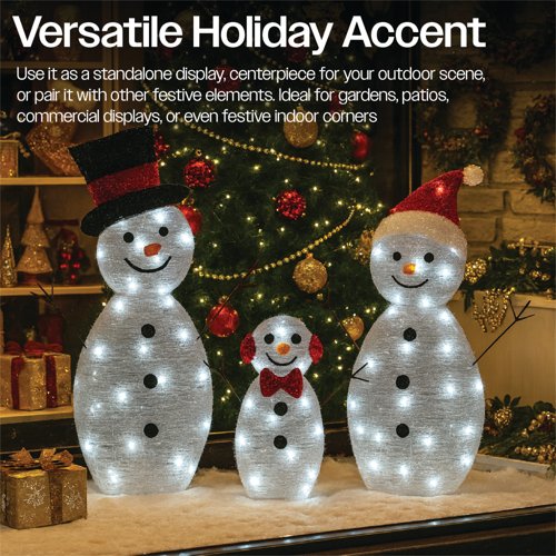 LED Outdoor Light Up Snowman Warm White Pack of 3 XH10096 - PIA88545