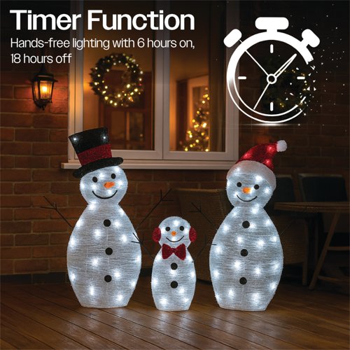 LED Outdoor Light Up Snowman Warm White Pack of 3 XH10096 - PIA88545