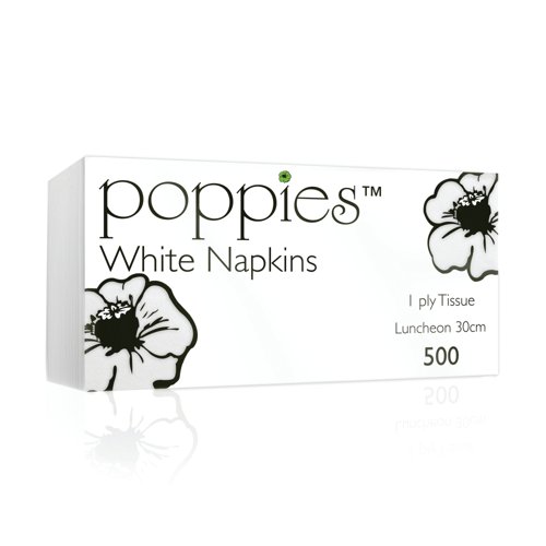Poppies 1-Ply Napkins 30cm White (Pack of 5000) 3014WH