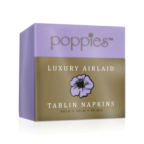 Poppies Tablin Napkins 4 Fold 40cm Lilac (Pack of 500) 4044LC