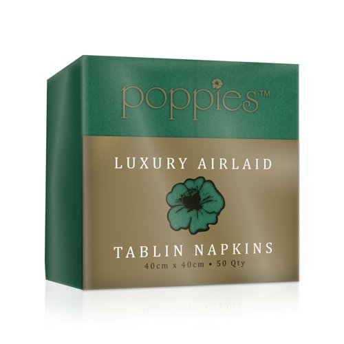 Poppies Tablin Napkins 8 Fold 40cm Forest Green (Pack of 500) 4048FG