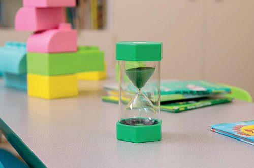 Sand Timer with Matching Coloured Sand 1 Minute Green/Clear 75x75x160mm ST1