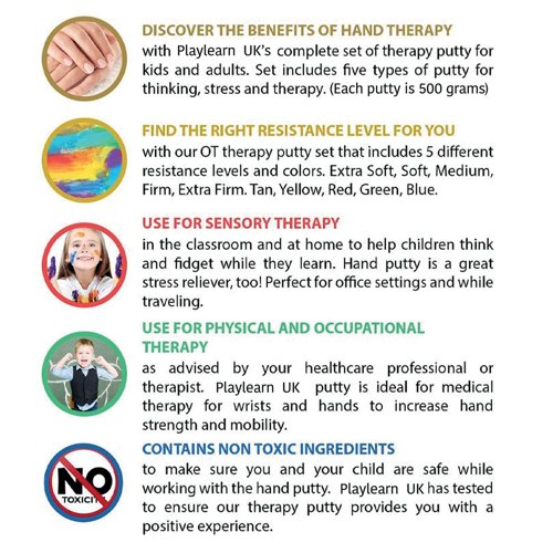 Therapy Putty 5 Resistance Levels Assorted Colours Odourless STHP