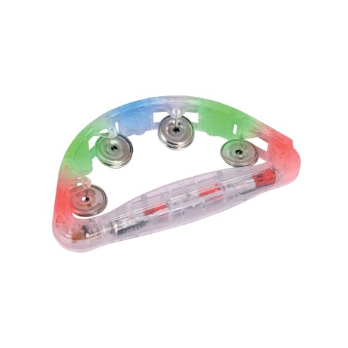 Flashing LED Light Up Tambourine Plastic Large STAM