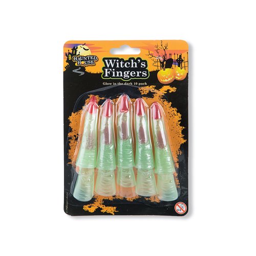 Halloween Glow In The Dark Witches Fingers x10 (Pack of 12) 974008