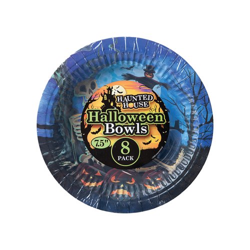 Halloween Paper Bowls 7.5 Inch x8 Shrink Wrapped (Pack of 10) 975074