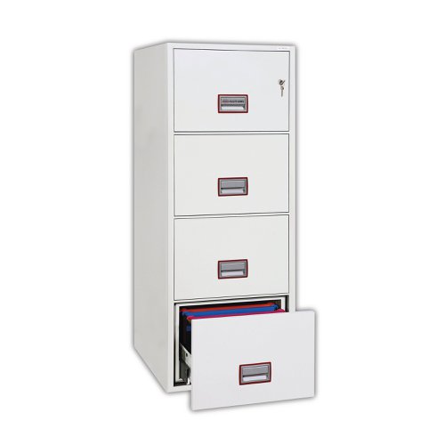 Phoenix FS2274K Vertical Fire File 4 Drawer Key Lock White FS2274K