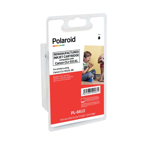 Polaroid Replacement Inkjet Cartridge Black Compatible With Canon CLI-551XL6443B001-COMP