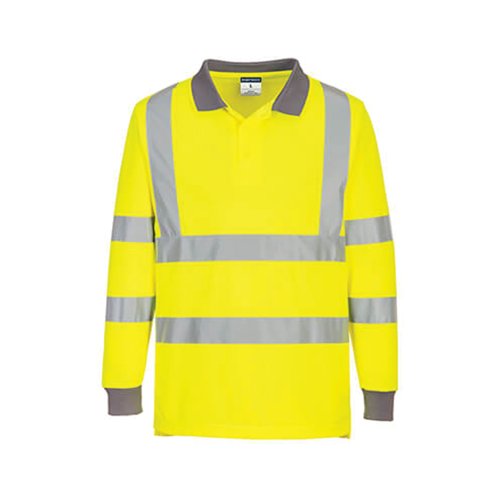 Portwest Eco High Visibility Polo Shirt Long Sleeve Yellow 3XL (Pack of 6) EC11YERXXXL