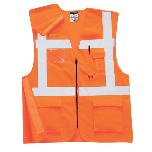 Portwest Hi Vis Zip Executive Vest L Orange (Pack of 10)