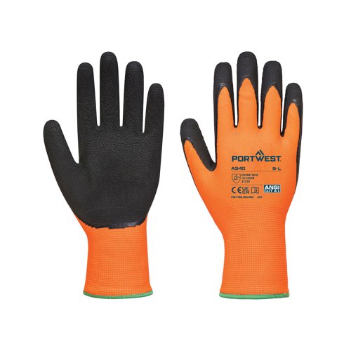 Portwest Hi Vis Grip Glove Latex S Orange/Blk (Pack of 12)
