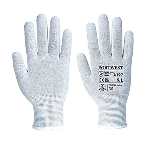 Portwest Anti-Static Shell Glove 1 Pair Grey Large (Pack of 12) A197GRRL