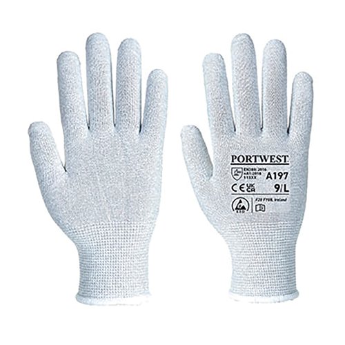 Portwest Anti-Static Shell Glove 1 Pair Grey XS (Pack of 12) A197GRRXS