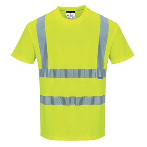 Portwest High Visibility Cotton Comfort T-Shirt Short Sleeve Yellow Medium S170YERM
