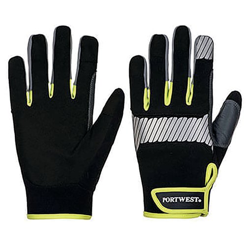 Portwest Pw3 General Utility Glove 1 Pair Black/Yellow Large (Pack of 12) A770BKYL