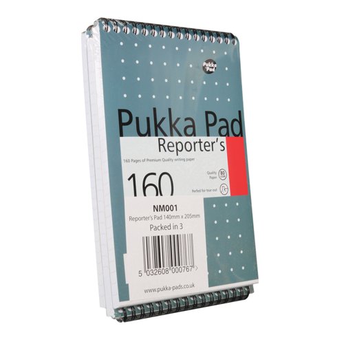 Pukka Pad Wirebound Metallic Reporter's Shorthand Notepad 160 Pages 205x140mm (Pack of 3) NM001 Shorthand Pads PP00121