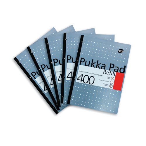 Pukka Pad Ruled Metallic Four-Hole Refill Pad Side Bound 400 Pages A4 (5 Pack) REF400 Refill Pads PP01380