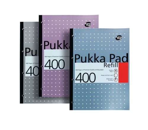 Pukka Pad Ruled Metallic Four-Hole Refill Pad Side Bound 400 Pages A4 (5 Pack) REF400 Refill Pads PP01380