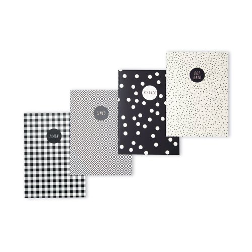 Pukka Pads Carpe Diem Notebook Monochrome A6 (Pack of 4) 9366-CD