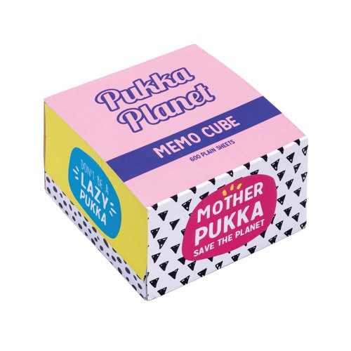 Pukka Planet Memo Block Plain 600 Sheets 70gsm 80x80x50mm 9708-SPP