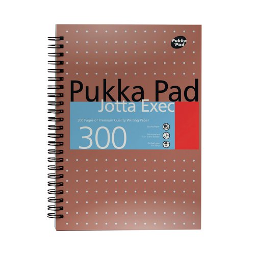 Pukka Pad Ruled Metallic Wirebound Executive Jotta Notepad 300 Pages A4+ Copper (Pack of 3)7019-MET | Pukka Pads Ltd