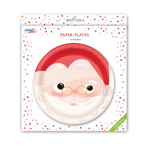 Pukka Party Paper Plates Christmas Santa Design (Pack of 8) PTY554 Crockery PP17986