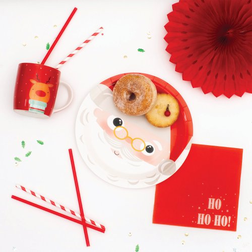 PP17986 | Our printed Santa plates provide a sturdy surface for nibbles, snacks and sweet treats and measure 23cm in diameter. Supplied in a pack of 8 paper plates.