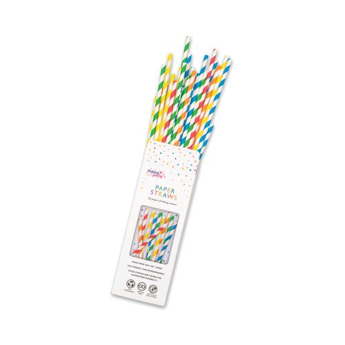 Pukka Party Striped Drinking Straws Assorted (Pack of 50) PTY578