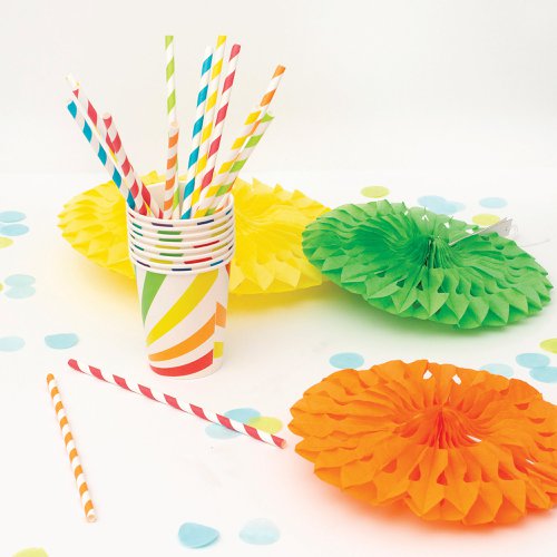 Pukka Party Striped Drinking Straws Assorted (Pack of 50) PTY578