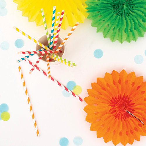 Pukka Party Striped Drinking Straws Assorted (Pack of 50) PTY578