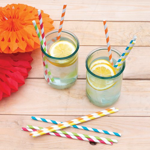 Pukka Party Striped Drinking Straws Assorted (Pack of 50) PTY578