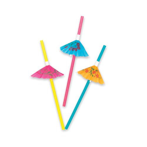 Pukka Party Umbrella Drinking Straws Assorted (Pack of 12) PTY579