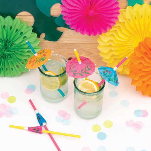 Pukka Party Umbrella Drinking Straws Assorted (Pack of 12) PTY579