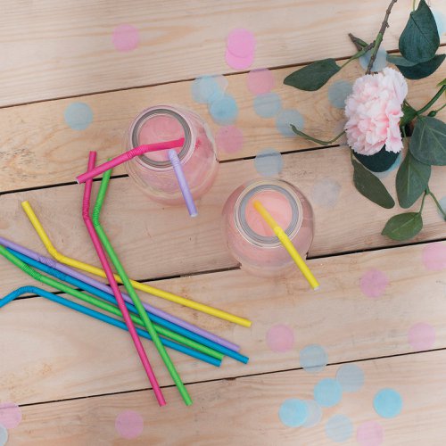 Pukka Party Flexible Drinking Straws Assorted (Pack of 24) PTY580