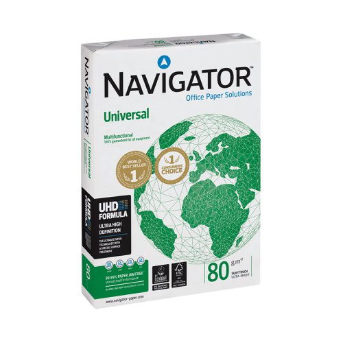 More than just paper, Navigator Universal features a silky-smooth surface that delivers a range of benefits. It eliminates almost all problems with paper jams in printers, saving you time digging around to clear a jam, and it reduces abrasion on printer rollers for longer-lasting equipment. Toner adheres better to this paper, providing crisper, darker text and reducing waste toner. Not only is this paper of high quality, it is also highly sustainable.